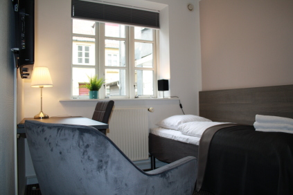hotel room with kitchenette